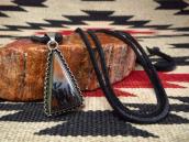 Atq Navajo PetrifiedWood Triangle Shape Fob Necklace c.1940～