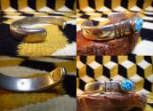 Joe H. Quintana Ingot Silver Small Cuff Bracelet w/Gem TQ