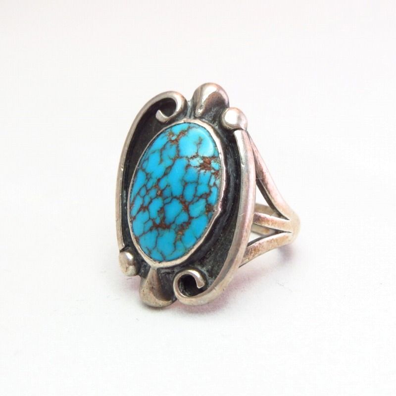 【Fred Thompson】 Navajo Gem Grade #8 TQ Silver Ring  c.1965