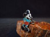 OLDPAWN Zuni Chip Inlay Mickey Silver Ring  c.1980