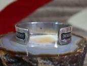 【Greg Lewis】Stamped Extra Heavy Silver Cuff w/Sq. Turquoise