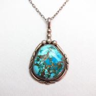 OLDPAWN Gem Grade Easter Blue Turquoise Fob Necklace c.1970～