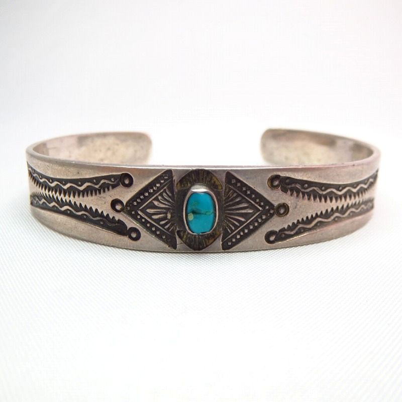 Antique Navajo Stamped Ingot Silver Cuff w/TQ  c.1920～