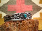 Antique Navajo Stamped Ingot Silver Cuff w/TQ  c.1920～