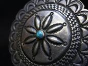 Antique Navajo Repoused Silver Concho Pin w/Turquoise c.1920