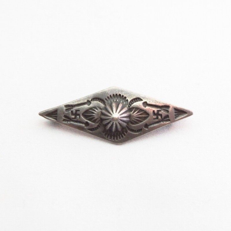 Antique 卍 Stamped Diamond Shape Small Pin Brooch  c.1930