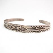 Antique Stamped Ingot Silver Narrow Cuff Bracelet  c.1910