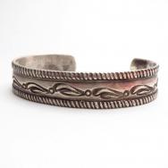 Antique Pueblo Stamped Ingot Silver Cuff Bracelet  c.1920