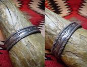 Antique Pueblo Stamped Ingot Silver Cuff Bracelet  c.1920