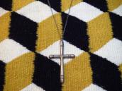 Vintage Cast Silver Filed Cross Fob Necklace  c.1970～