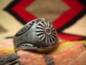 Antique Repouse & Stamped Ingot Silver Ring  c.1925～