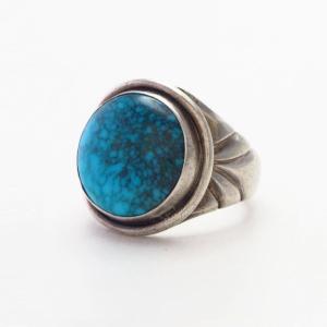 【Fred Thompson】Navajo Hi-Grade LoneMt. Turquoise Ring c.1965
