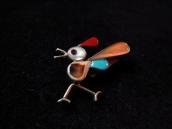 Vintage Zuni Inlay Small Roadrunner Pin & Necklace