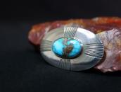 Vtg Navajo Cross Stamped Silver Pin w/Gem Turquoise  c.1940～