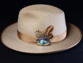 Vtg Navajo Cross Stamped Silver Pin w/Gem Turquoise  c.1940～