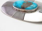 Vtg Navajo Cross Stamped Silver Pin w/Gem Turquoise  c.1940～