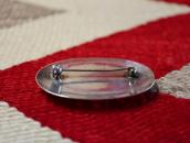 Vtg Navajo Cross Stamped Silver Pin w/Gem Turquoise  c.1940～