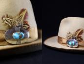 Vtg Navajo Cross Stamped Silver Pin w/Gem Turquoise  c.1940～