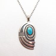 Vintage Hopi Overlay Parrot Motif Pendant Necklace  c.1960～