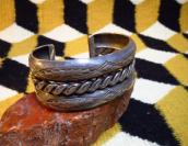 Vintage Repoused & Twisted wire Heavy Wide Bracelet  c.1940～