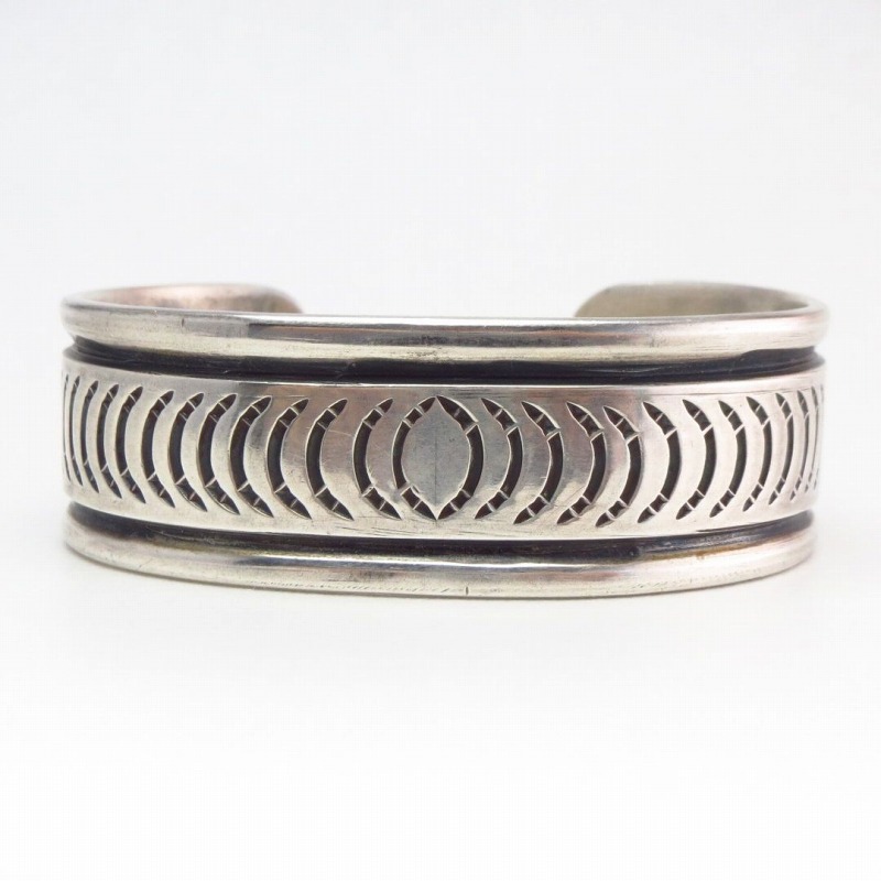 【NAVAJO GUILD】 Vtg Stamped Ingot Silver Cuff Bracelet c.1940