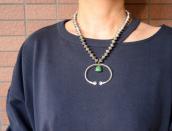 Vtg Hand Made Silver Bead Necklace w/【Greg Lewis】 Naja Top