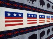PENDLETON Buffalo & USA Flag Indian Blanket Used