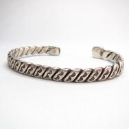 Antique Ingot Silver Flat Twisted Wire Cuff Bracelet c.1937～