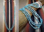 Vintage 3 Strand Heishi Necklace w/Turquoise Beads  c.1970