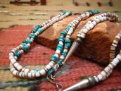 Vintage Shell & Turquoise Beads 2 Strand Heishi Necklace
