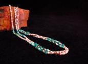 Vintage Shell & Turquoise Beads 2 Strand Heishi Necklace