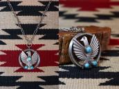 Atq Navajo Thunderbird Applique Naja Necklace w/TQ  c.1930～