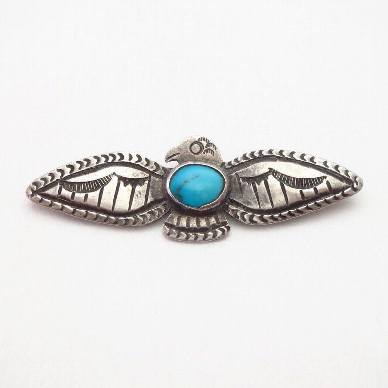 【Ganscraft】Atq Thunderbird Shape IngotSilver Pin w/TQ c.1930