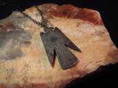 Antique 卍 Stamped Thunderbird Shape Fob Necklace w/TQ c.1930