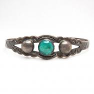 Antique Split band Silver Cuff Bracelet w/TQ  c.1940