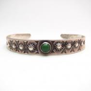 Antique Concho Repousse & Stamped Cuff Bracelet w/TQ  c.1930