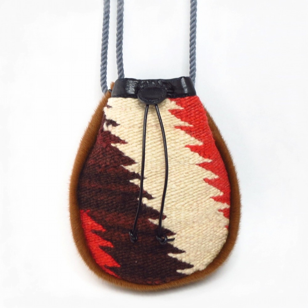 Antique Navajo Rug & Hair on Hide Marine Bag 【Lightning】