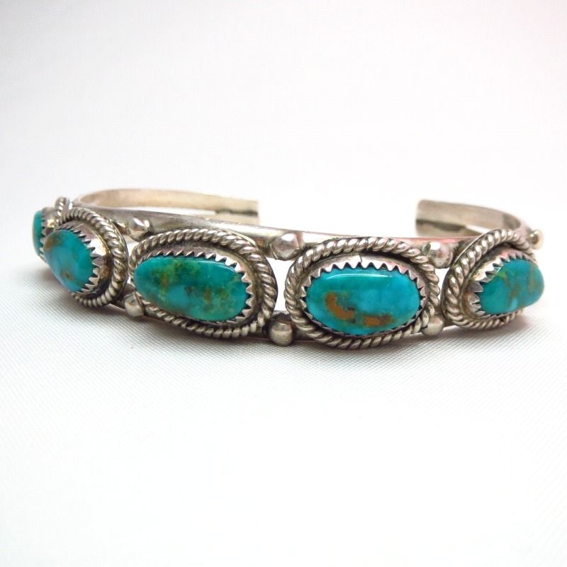 D.Smcyn Blue Gem Turquoise Row Cuff Bracelet