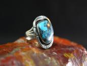 Vtg Navajo SplitShank Silver Ring w/Bisbee Turquoise c.1955～