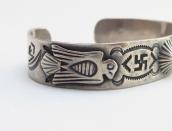Antique 卍 Stamped & Thunderbird Patched Cuff Bracelet c.1930