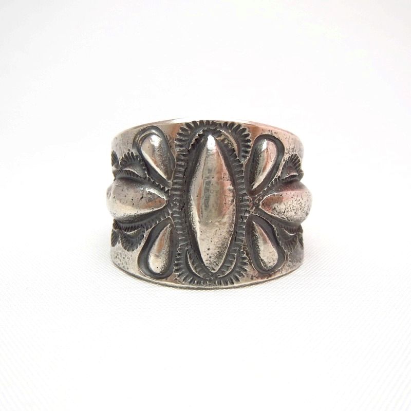 Chris Billie Tufa Cast Repousse & Stamped Silver Ring  JP26