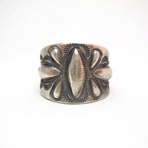 Chris Billie Tufa Cast Repousse & Stamped Silver Ring  JP26