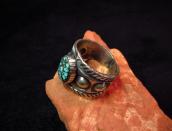 Chris Billie Tufa Cast Stamped Silver Ring w/Turquoise JP25