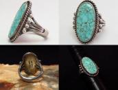 Vintage Navajo Silver Ring w/Gem Grade #8 Turquoise  c.1945～