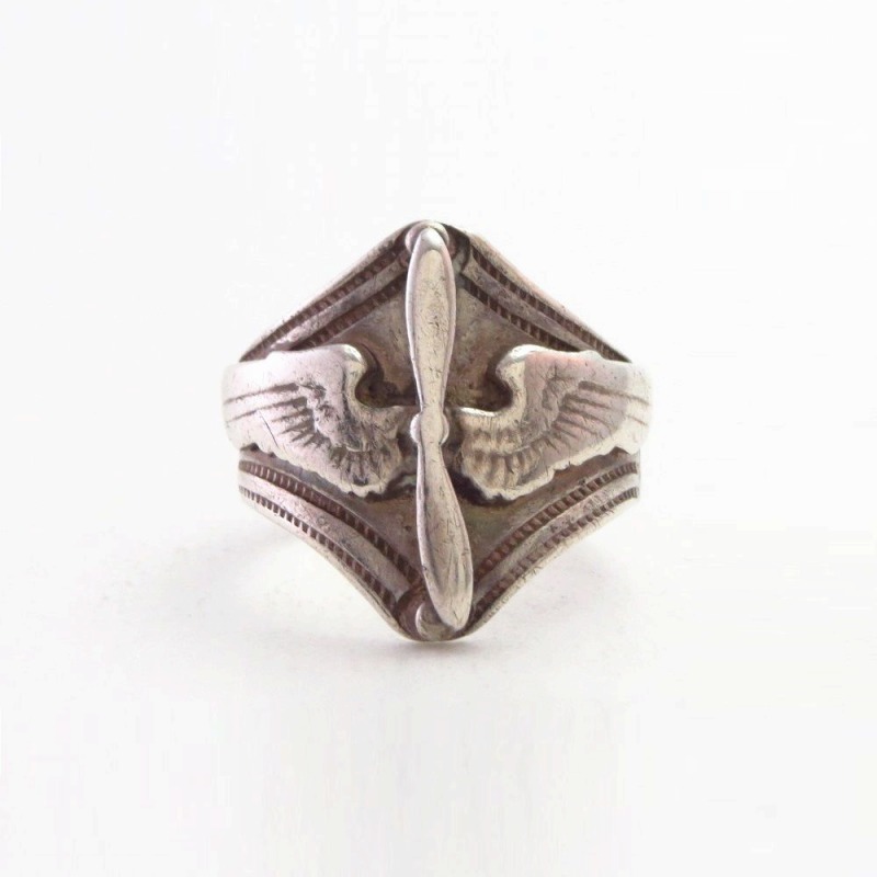 Atq【Prop & Wings/U.S. Air Corps】Navajo Silver Ring c.1940～