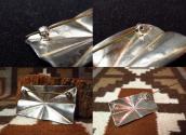 Antique Navajo Burst Shape Hammered Silver Pin w/TQ  c.1930