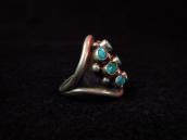 Vintage Silver with 9 Turquoise Ring  c.1970