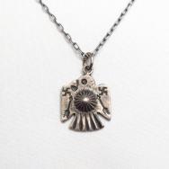 Antique 卍 Stamped Thunderbird Small Fob Necklace  c.1930