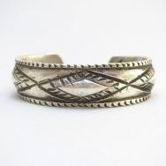 Greg Lewis Acoma Diamond Repoused Ingot Silver Cuff Bracelet