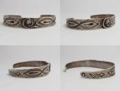 Antique Snake Applique Ingot Silver Cuff Bracelet  c.1930～